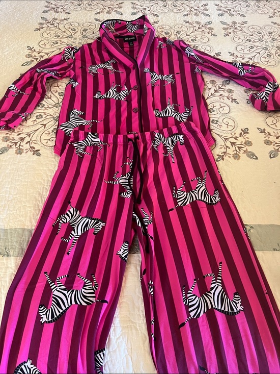 Room Service Other - Women's Bright Pink Zebra-Print Pajama Set